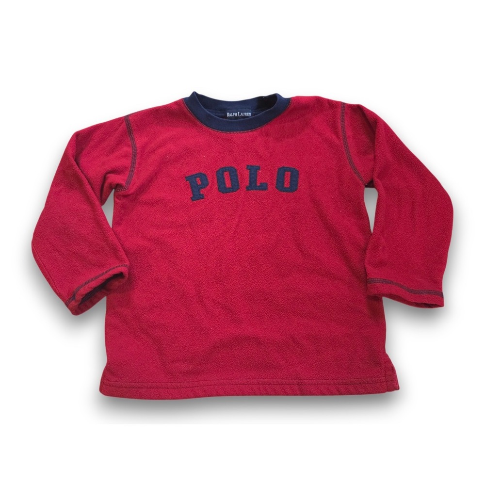 Polo Ralph Lauren Fleece Pullover Sweatshirt Sweater Blue Red Toddler Boys 4T